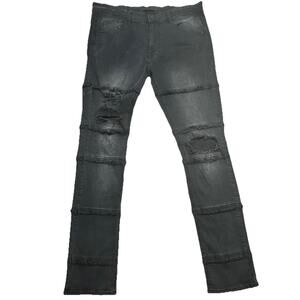 KDNK Jeans Mens Size 38 Paneled Distressed Black Grunge Edgy Rock 1141411